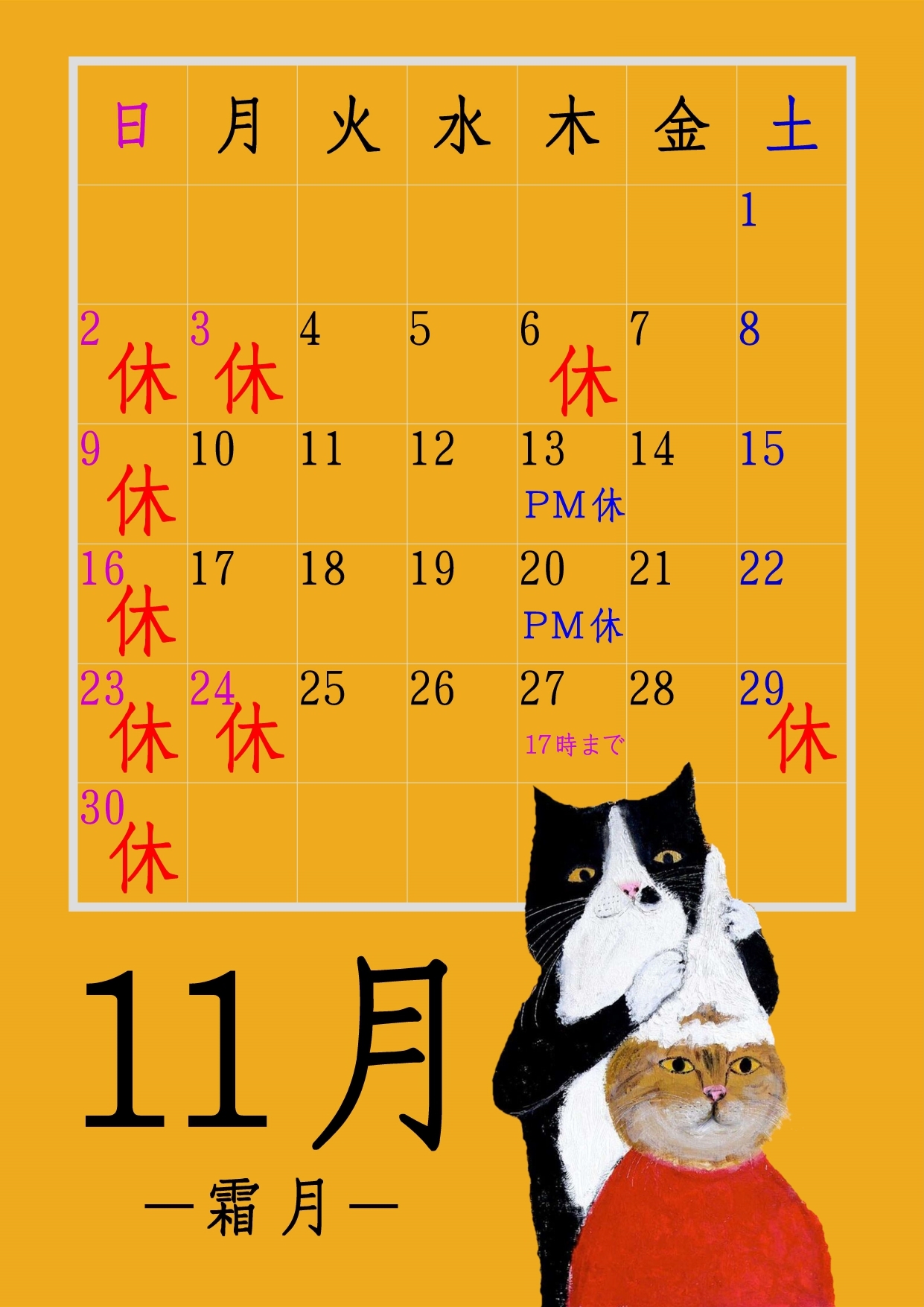 11月休診日
